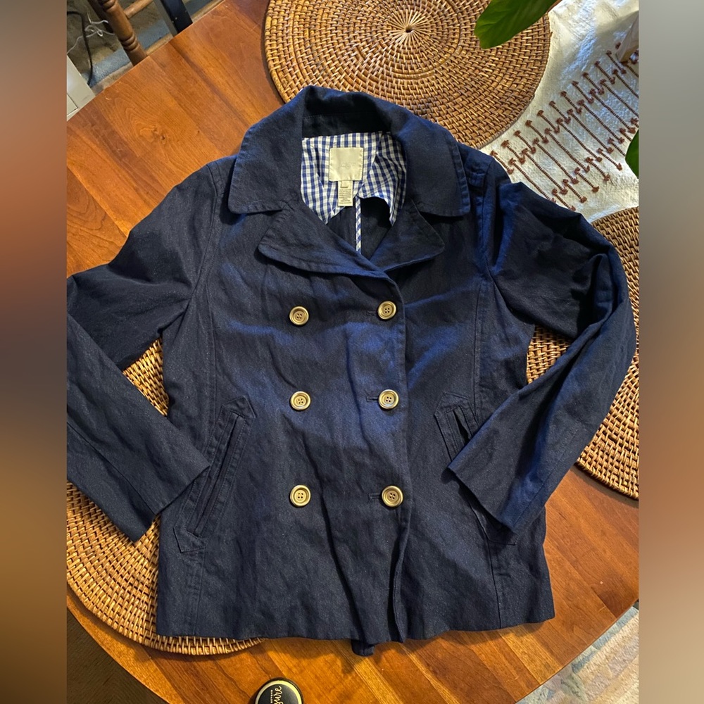 J. Crew Double Breasted Blue Denim/Metallic Blazer/Coat/Jacket 6